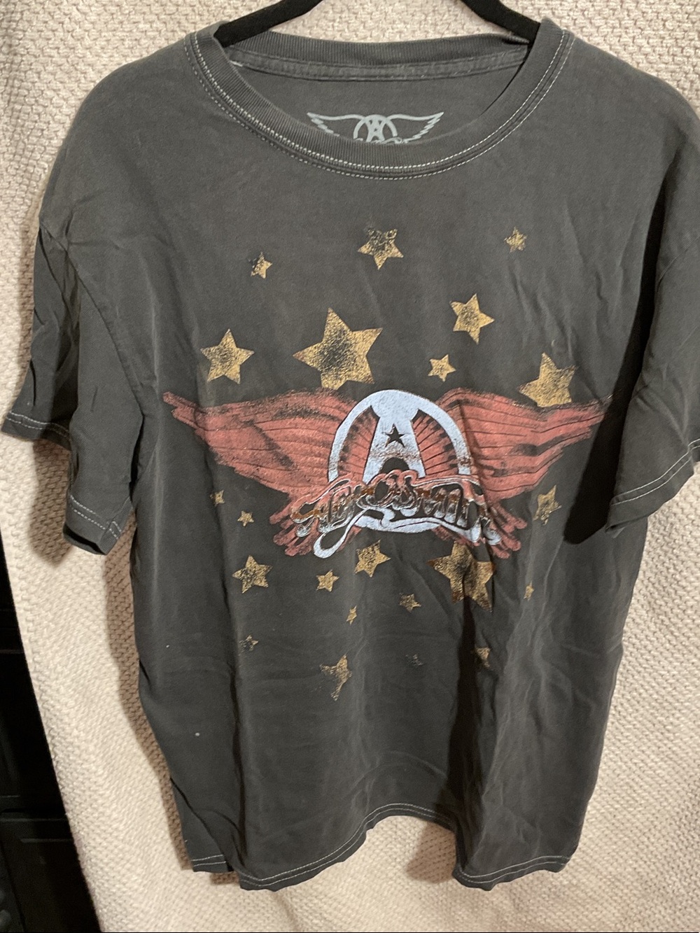 Aerosmith Black Short Sleeve Graphic Tee with Red Wing Logo